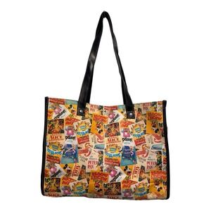 Disney Tote Bag Mickie Mouse Movie Poster Print Red Lining Shoulder Travel Shop